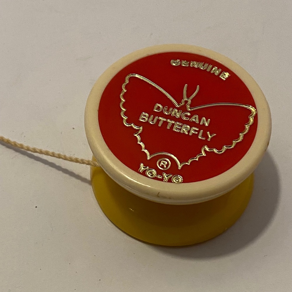 Duncan Yo-Yo OS Yellow‎ Good Vintage Butterfly Gold Logo Plastic Toy